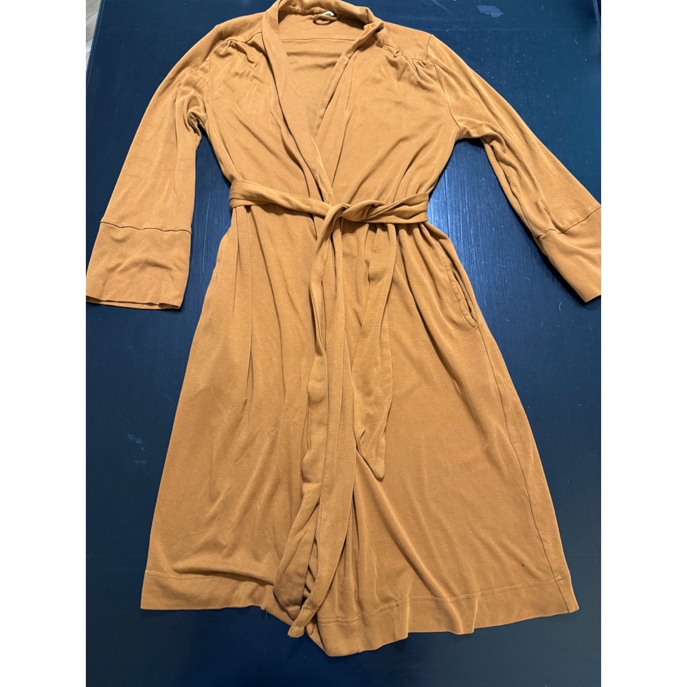 Goumi Women Ginger Brown Bamboo Cotton Blend Wrap Robe Size M/L Loungewear